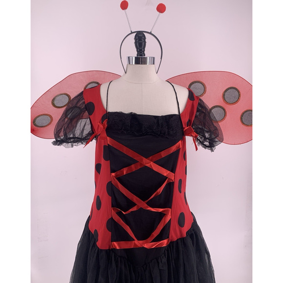 Leg Avenue 3-Piece Lovely Ladybug Adult Halloween Costume Plus Size 3X-4X - Picture 4 of 15
